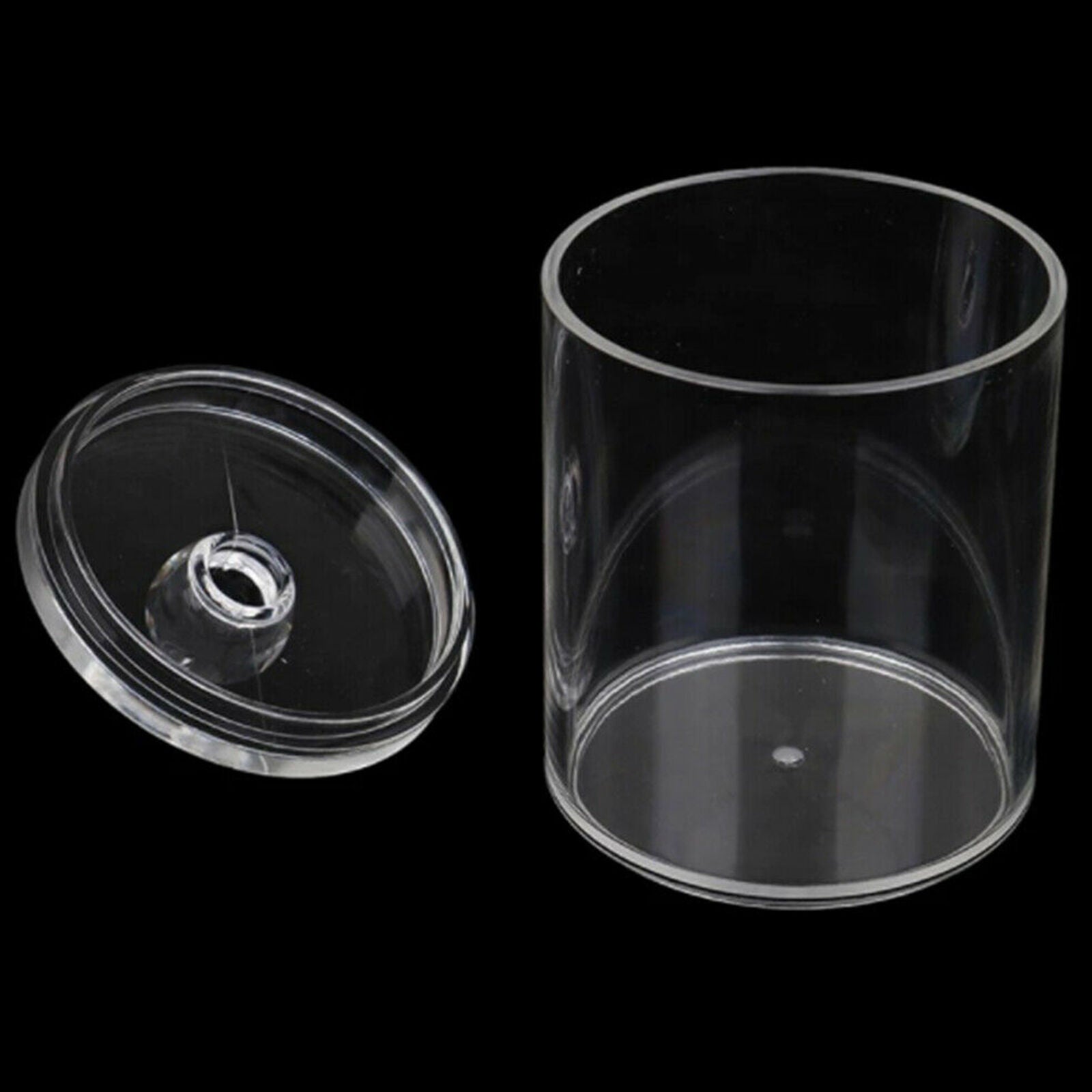 1Pc Cotton Bud Case Acrylic Swab Holder Storage Box Transparent Round Container