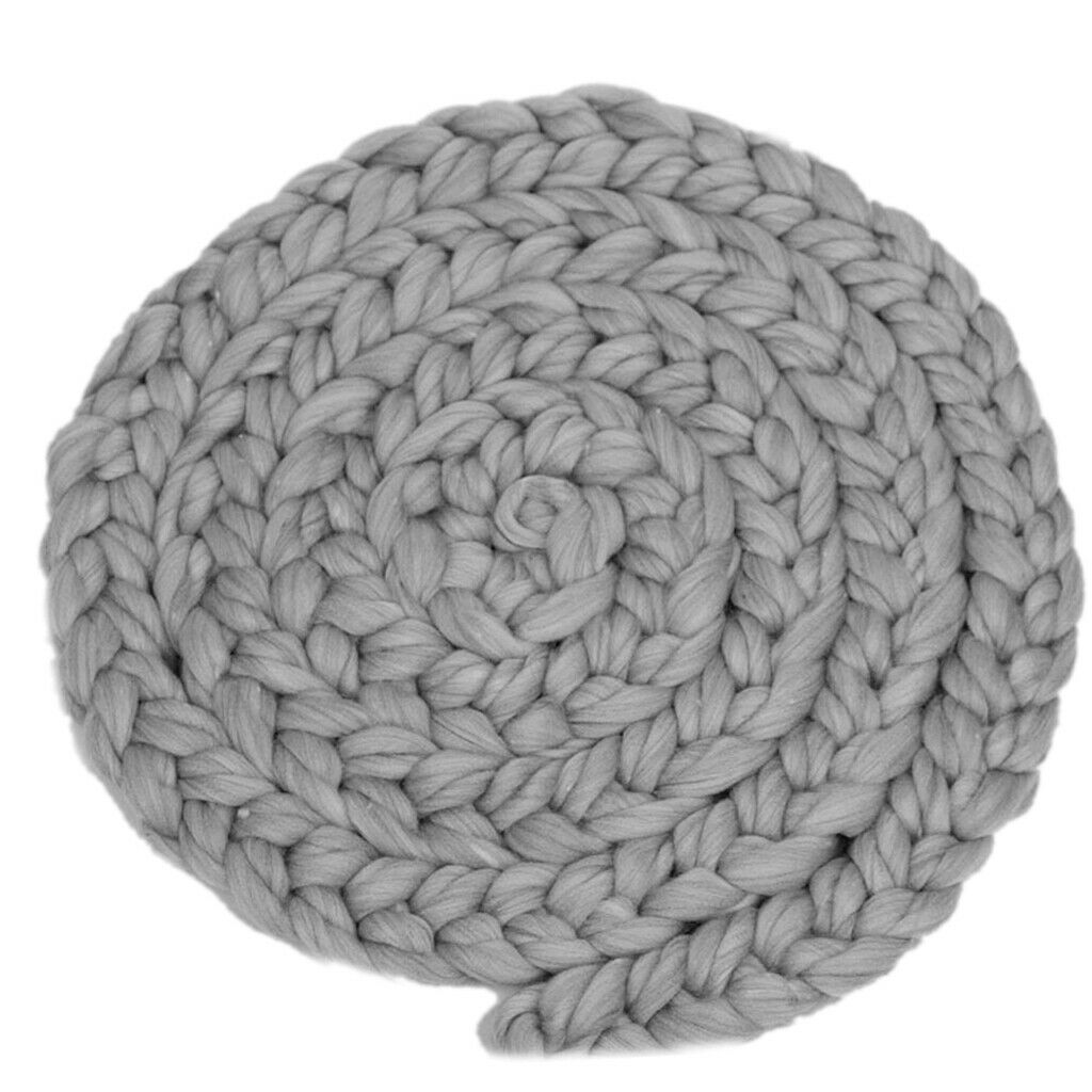 Newborn Baby Roving Braid Wool  Fiber Rugs Photography Props Grey