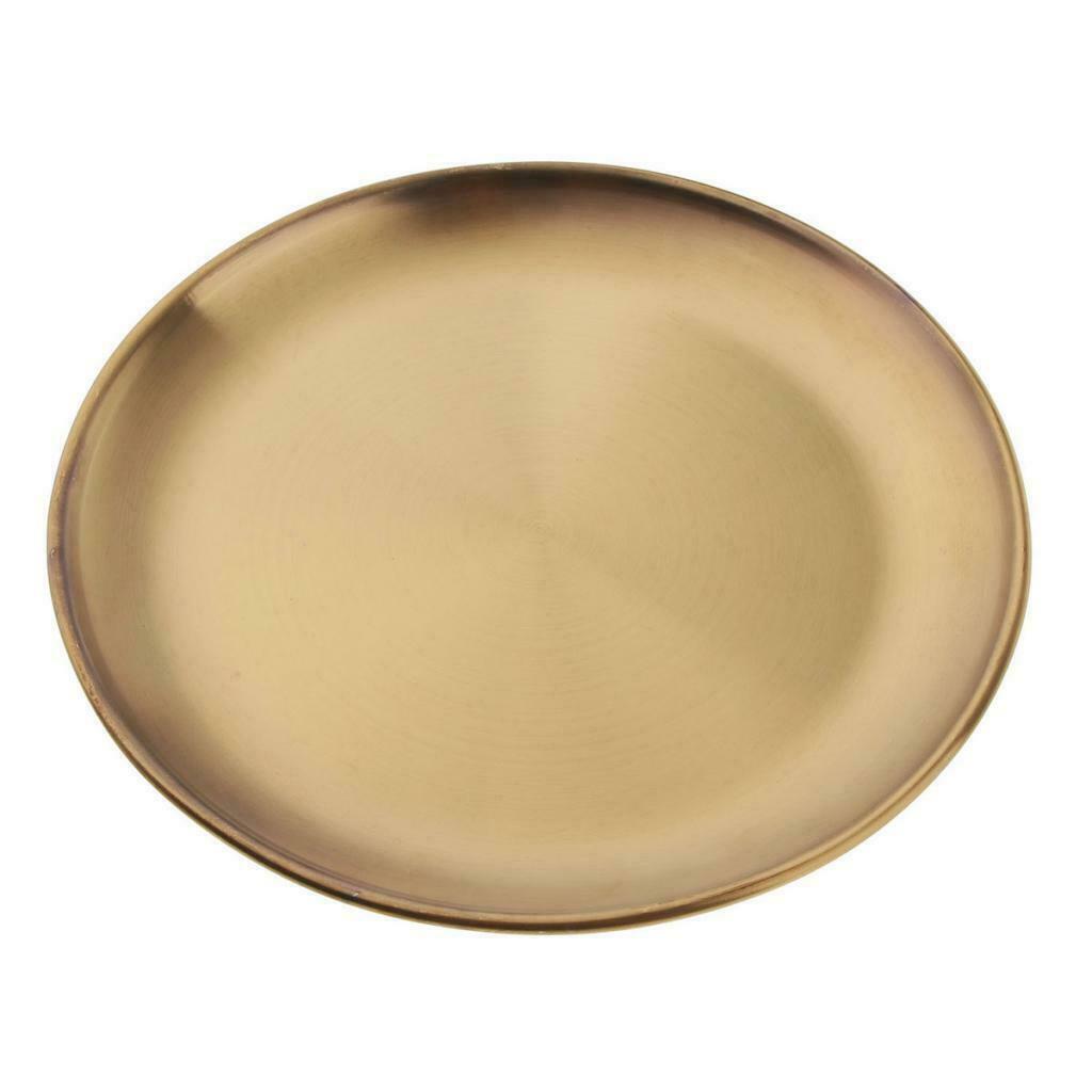 2 Pieces Stainless Steel Dinner Plate Golden Dish Tableware 23cm in Dia