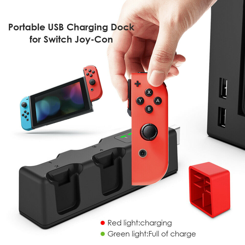 4 Port Joy-Con Controller Charging Dock for Nintend Switch with Indicator @