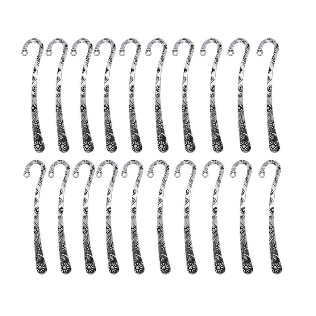 20 Pieces Metal Bookmarks Flat Hook Book Mark Charms Pendants Beading Jewelry