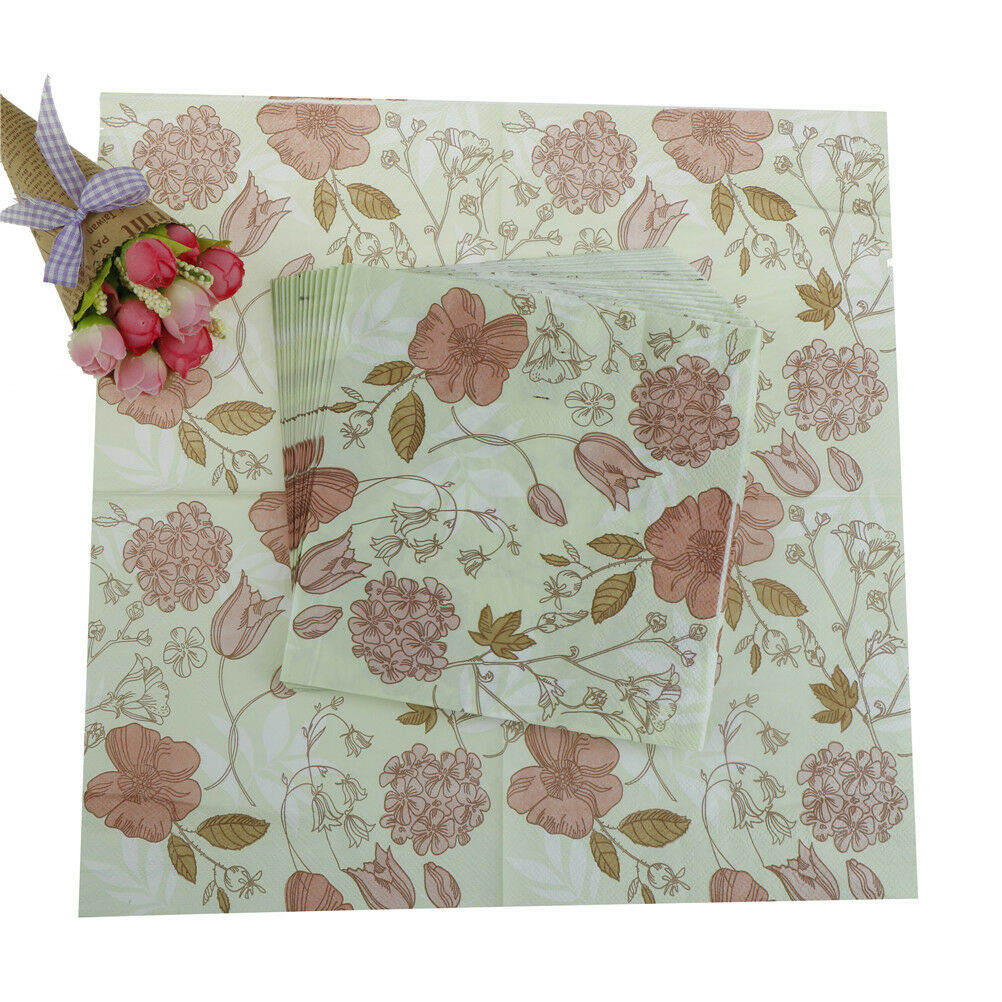 20X wedding party napkins printed flower paper napkin for party supplies decBDA