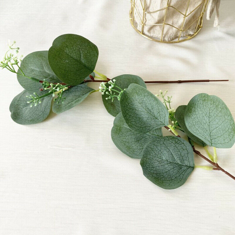 5pcs Artificial Plants Green Eucalyptus Leaves Garden Party Wedding DecoratiFCA