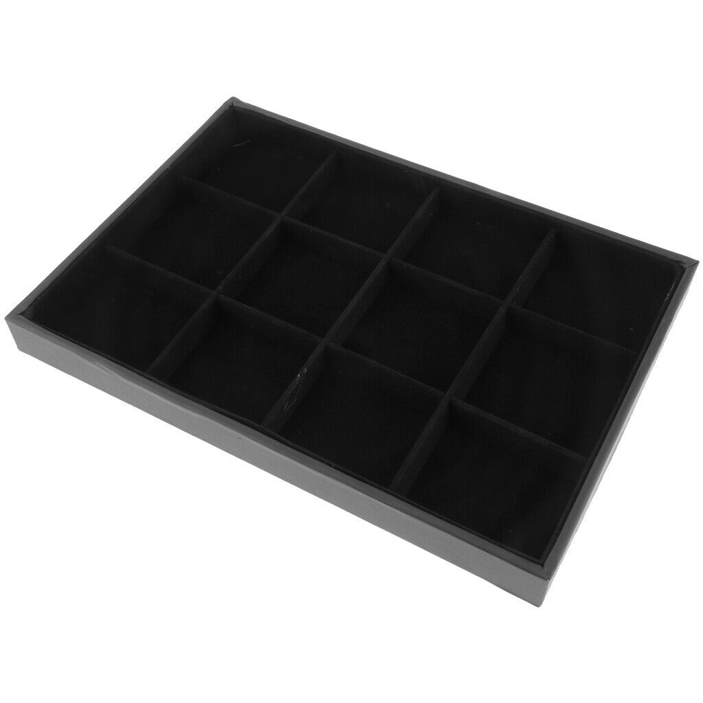12 Grids Bracelet Display Tray Case Organizer Jewelry Storage - Black