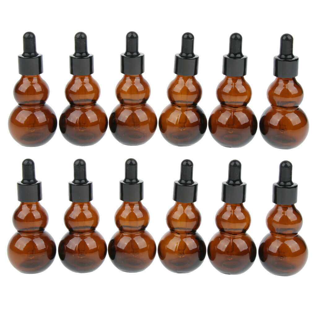 12pcs Amber Glass Bottle - 30ml Essential Oil Dropper Bottles - Refillable Empty