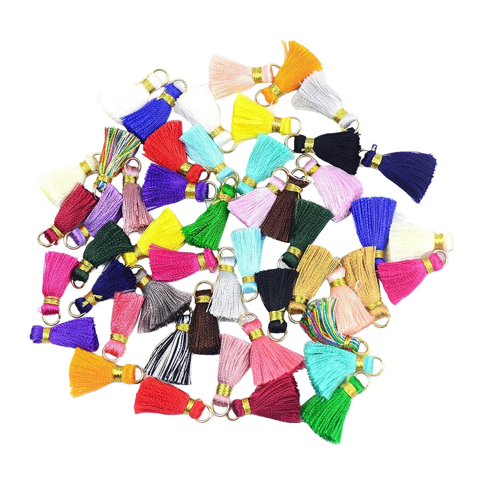 Tassel Pendants 100 Pieces Mixed Color Key Chains Tassel for DIY Woman