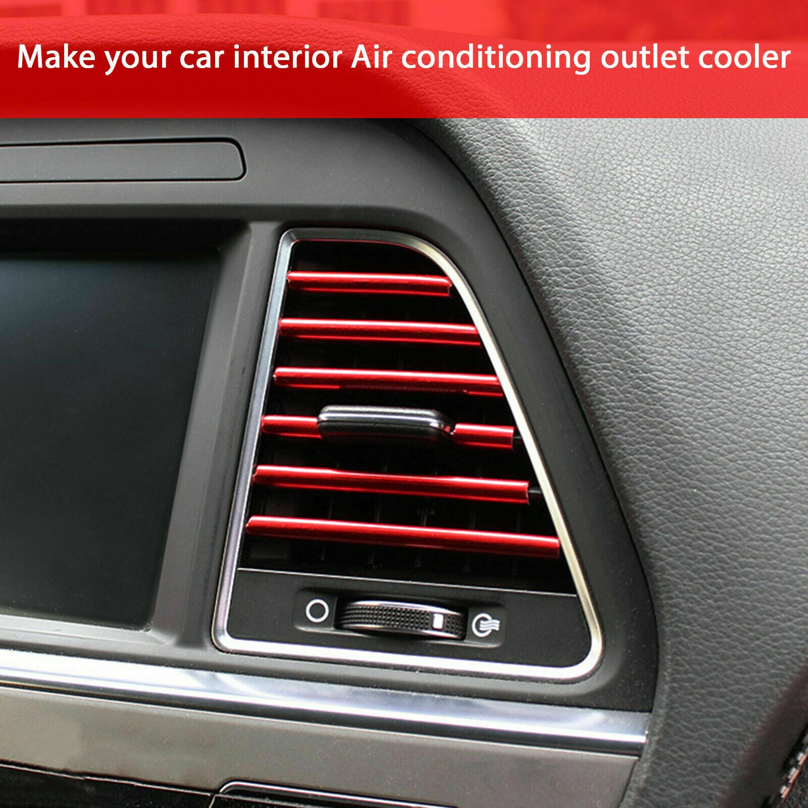 10Pcs Auto Car Accessories Red Air Conditioner Air Outlet Decoration Strip 20cm