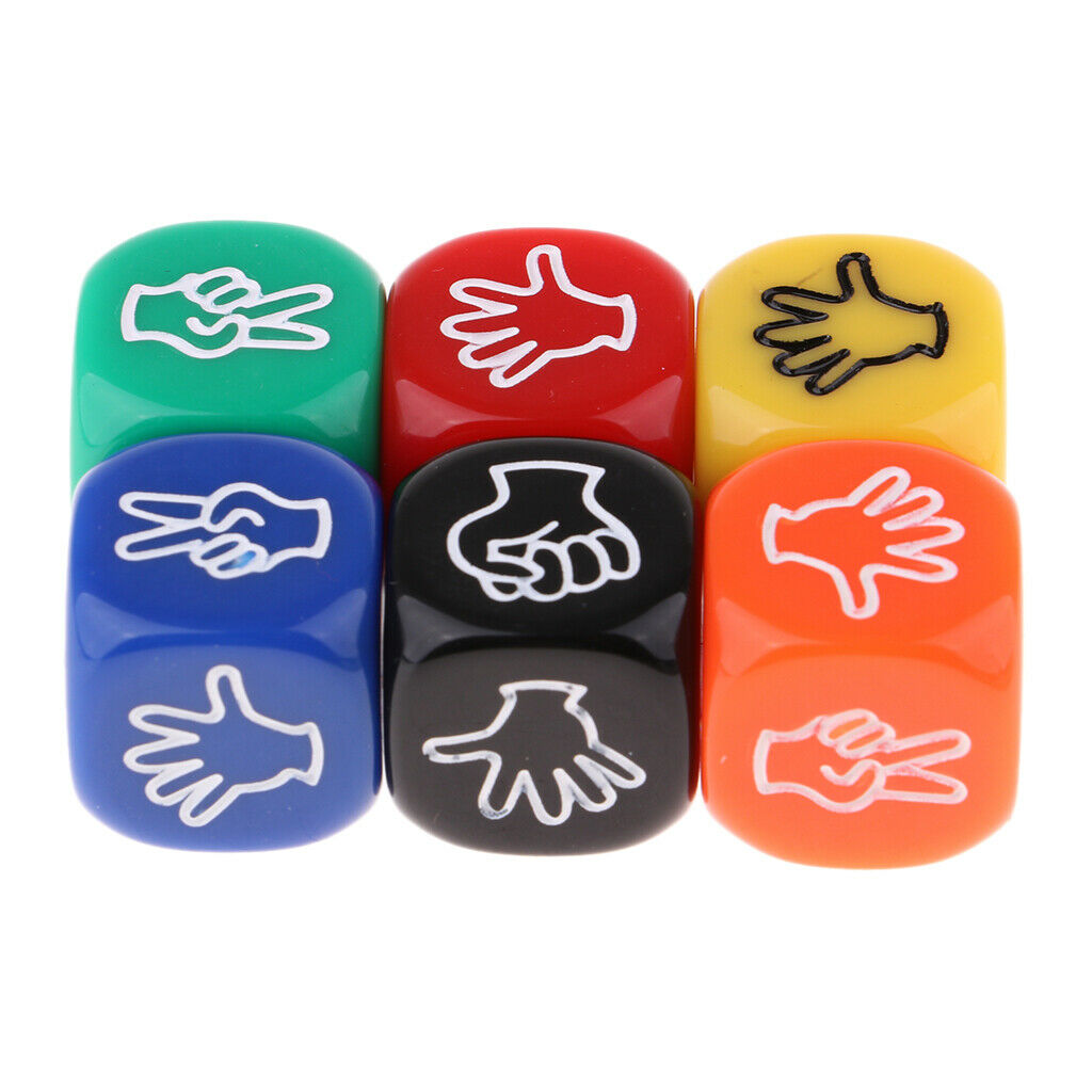 3X 6x Rock Paper Scissors Dice Six Color Finger-Guessing Game Dice for Kids
