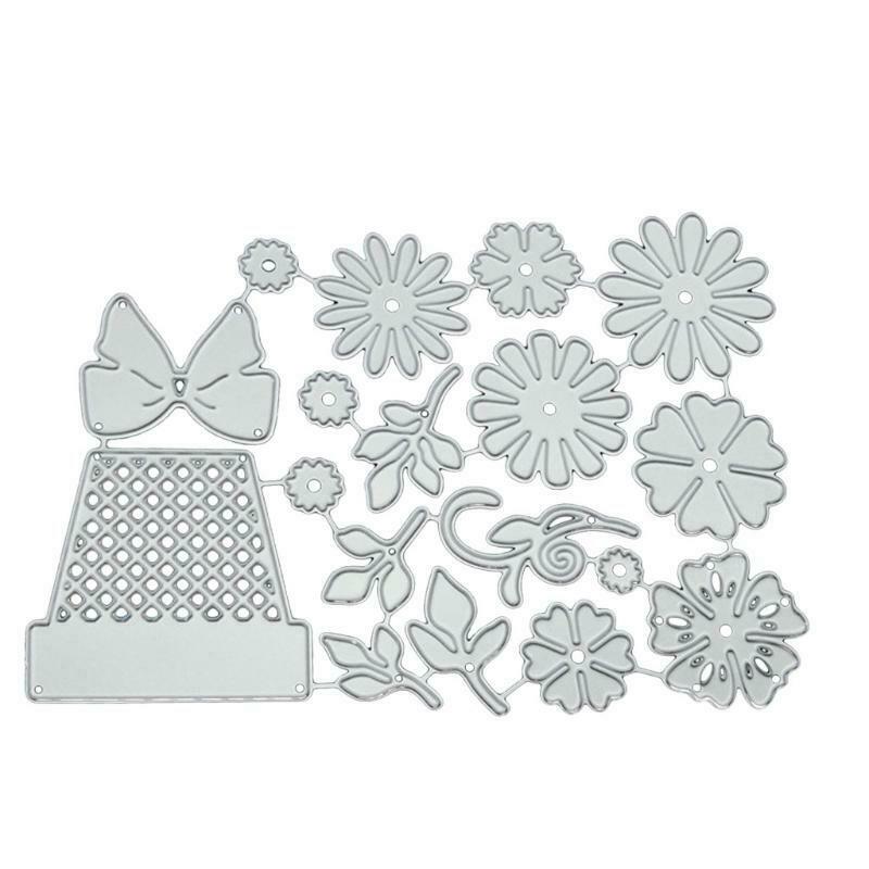 Flower Pot Metal Die Cuts Stencils Set DIY Scrapbooking Paper Crafts Cutting Die