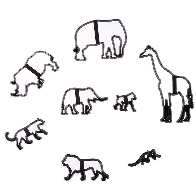 8Pcs Animal Cookie Cutter Plastic Elephant Lion Giraffe Leopard Fondant C.l8