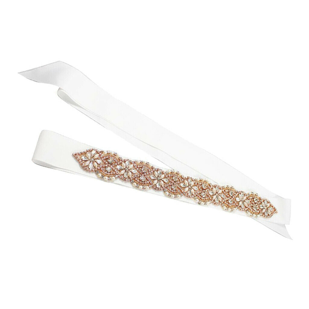 Flowers Rhinestone Crystal Dress Belt Sash Belt Shiny Evening Bridal Belts