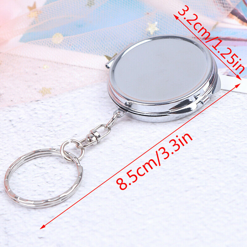 Personalised Folding Mirror Key Ring Keychain Portable Compact  Cosmet.l8