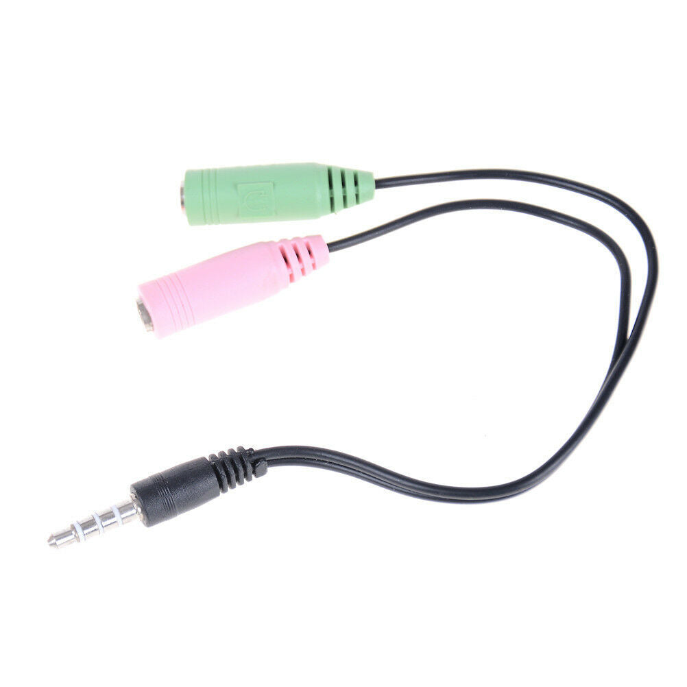 3.5mm Stereo Headphone Microphone Audio Y SplitterCable Adapter Plug Jack.l8