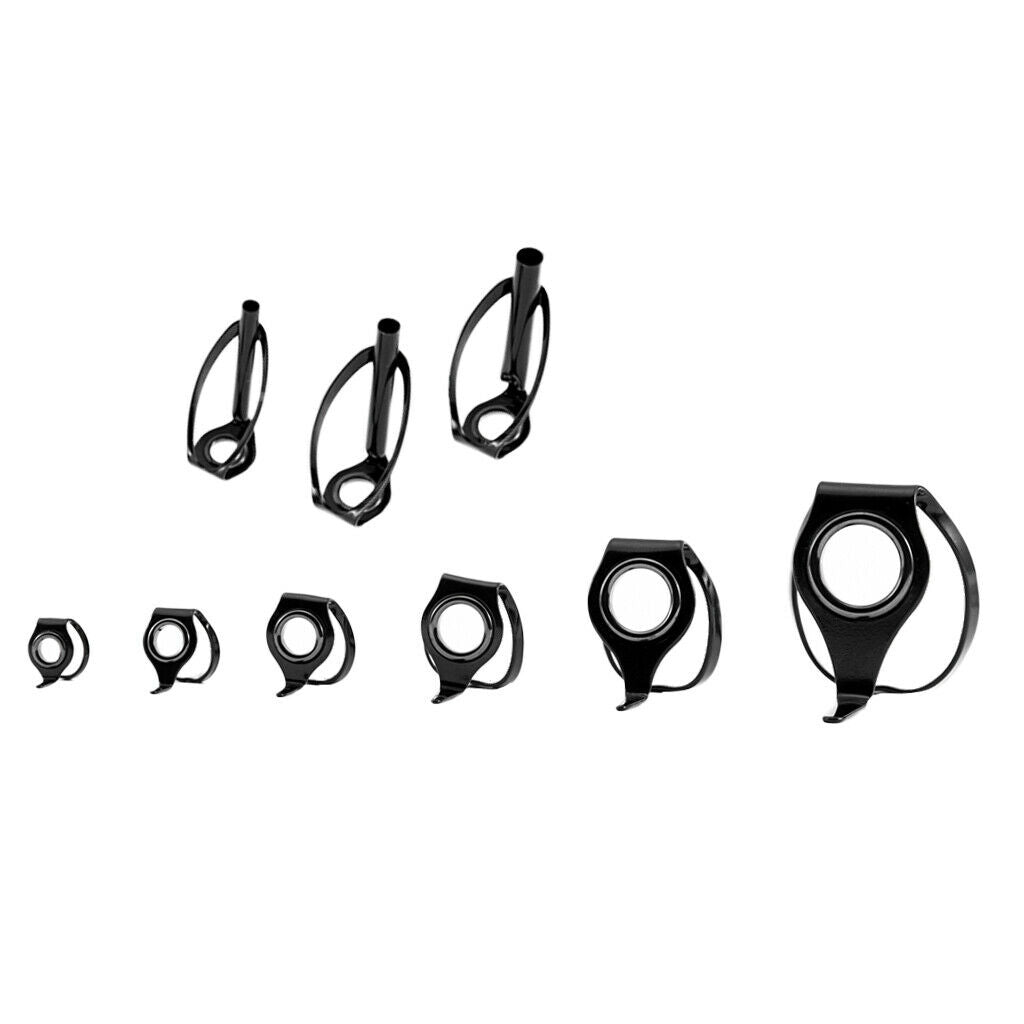9pcs Stainless Steel Fishing Rod Tip Guides - Sea Boat Fishing Trolling