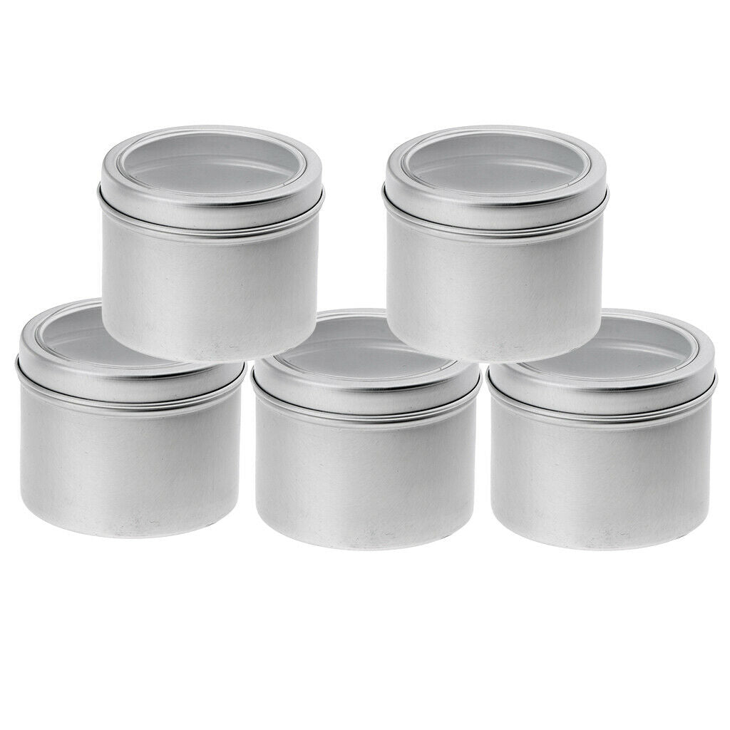 5x Empty Cosmetic Aluminum Tin Storage Pot Round Containers Screw Lid Bottle