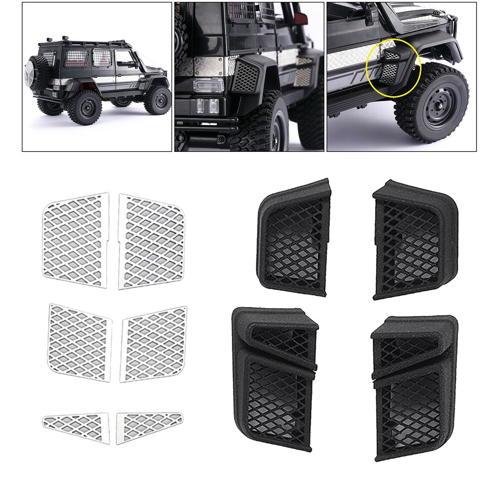 Wheel Eyebrow Side Exhaust Grille Kit for MN86S MN86 RC Car Upgrade Parts