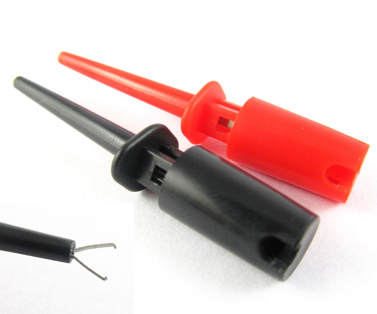 4 Pairs Round Test Hook Clip Grabbers Test Probe SMD IC SMT For Multimeter R+B