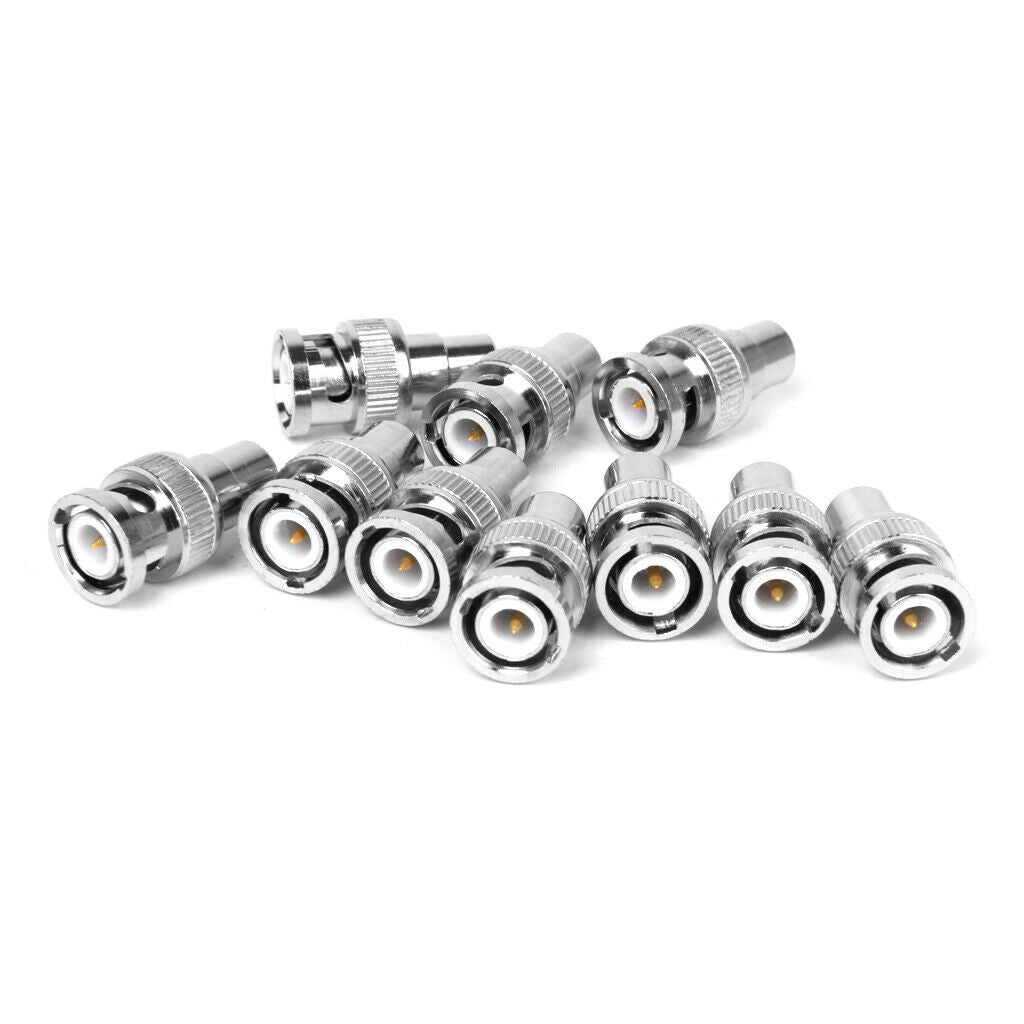 10pcs BNC Male To RCA Coax Male Converter Adapater for CCTV Camera