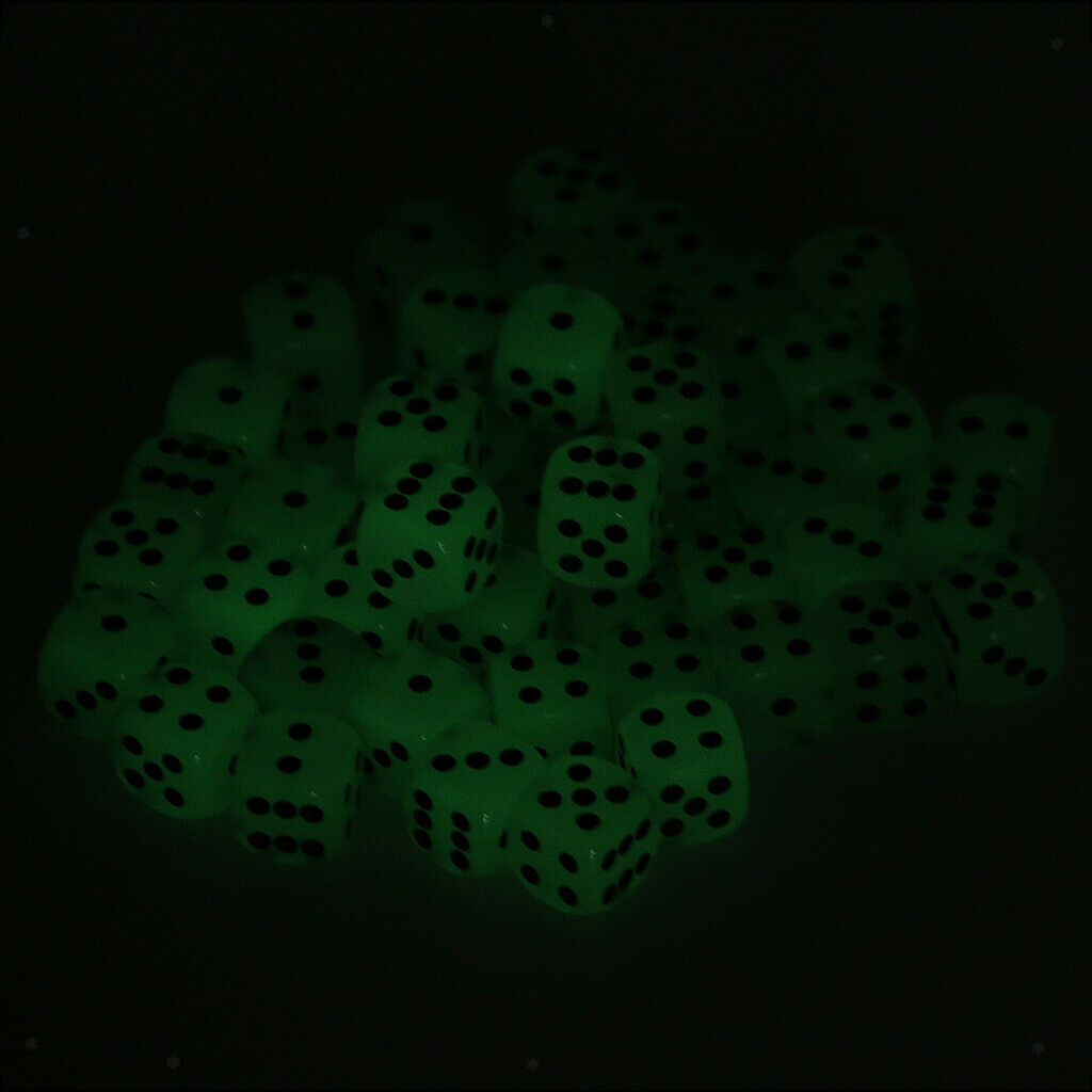 50 Pieces D6 14mm Six Sided Glow Dice Dice Games for Dungeons And