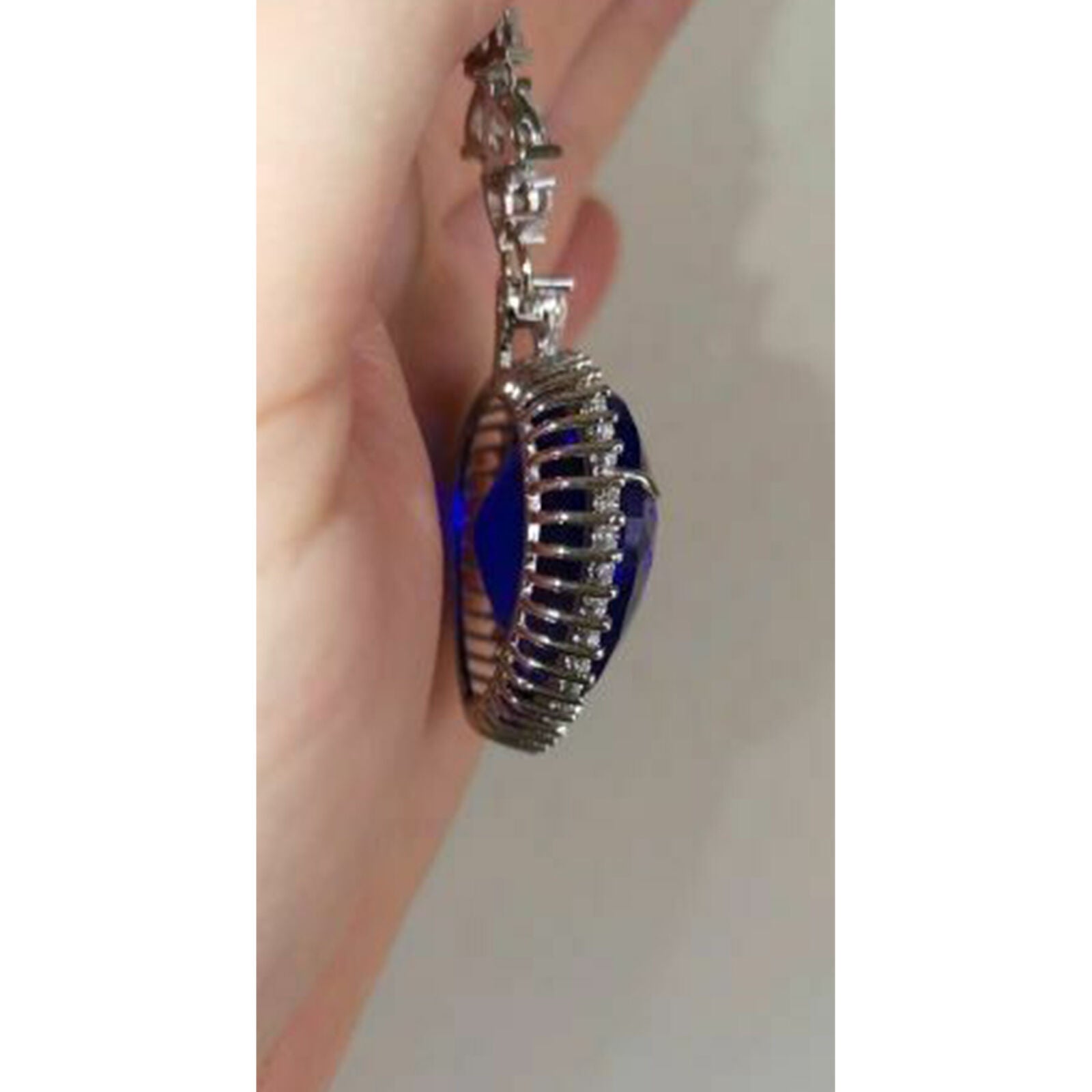 Titanic Rose Heart Of The Ocean Sapphire Blue Crystal Necklace Pendant Gift