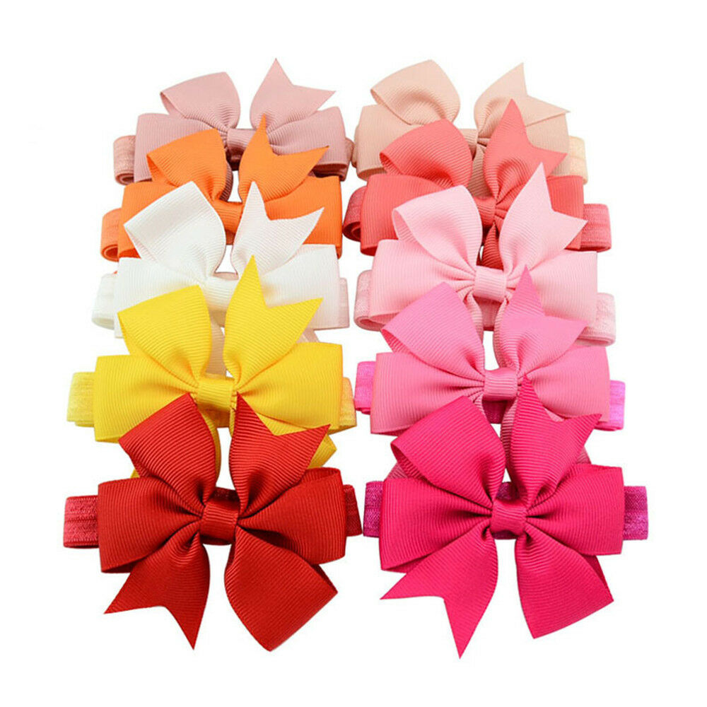 Pack of 20 Newborns Baby Girls Hair Band Ribbon Bow Decor Headband Headwear