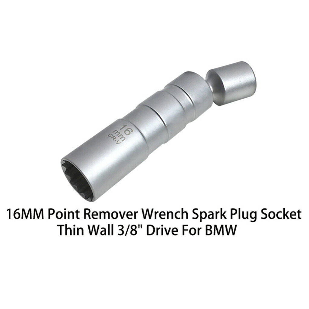 16mm 12-Point Remover Wrench Magnetic Spark Plug Sleeve Socket Thin Wall 3/8