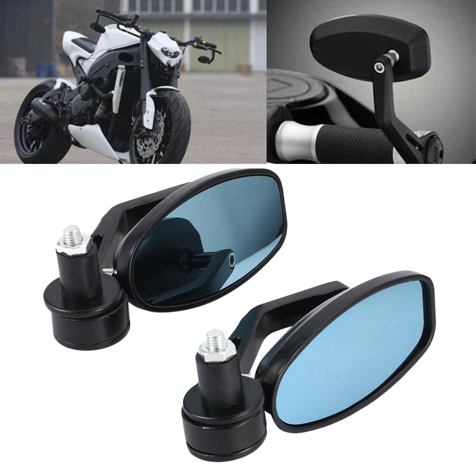 2Pcs 7/8" Handle Bar End Motorcycle Rear View Mirrors Motorbike for Yamaha