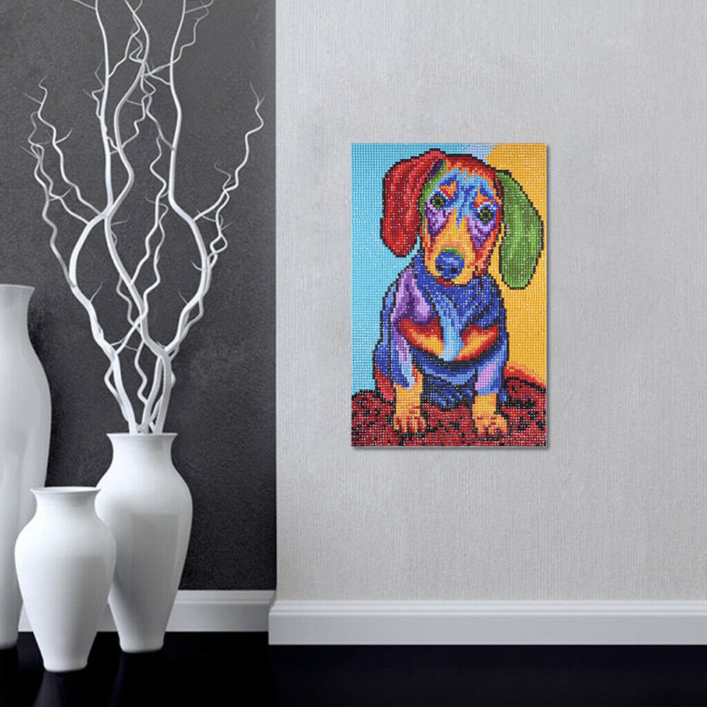 Square Full Drill 5D Diamond Painting Embroidery Colorful Dog Cross Stitch