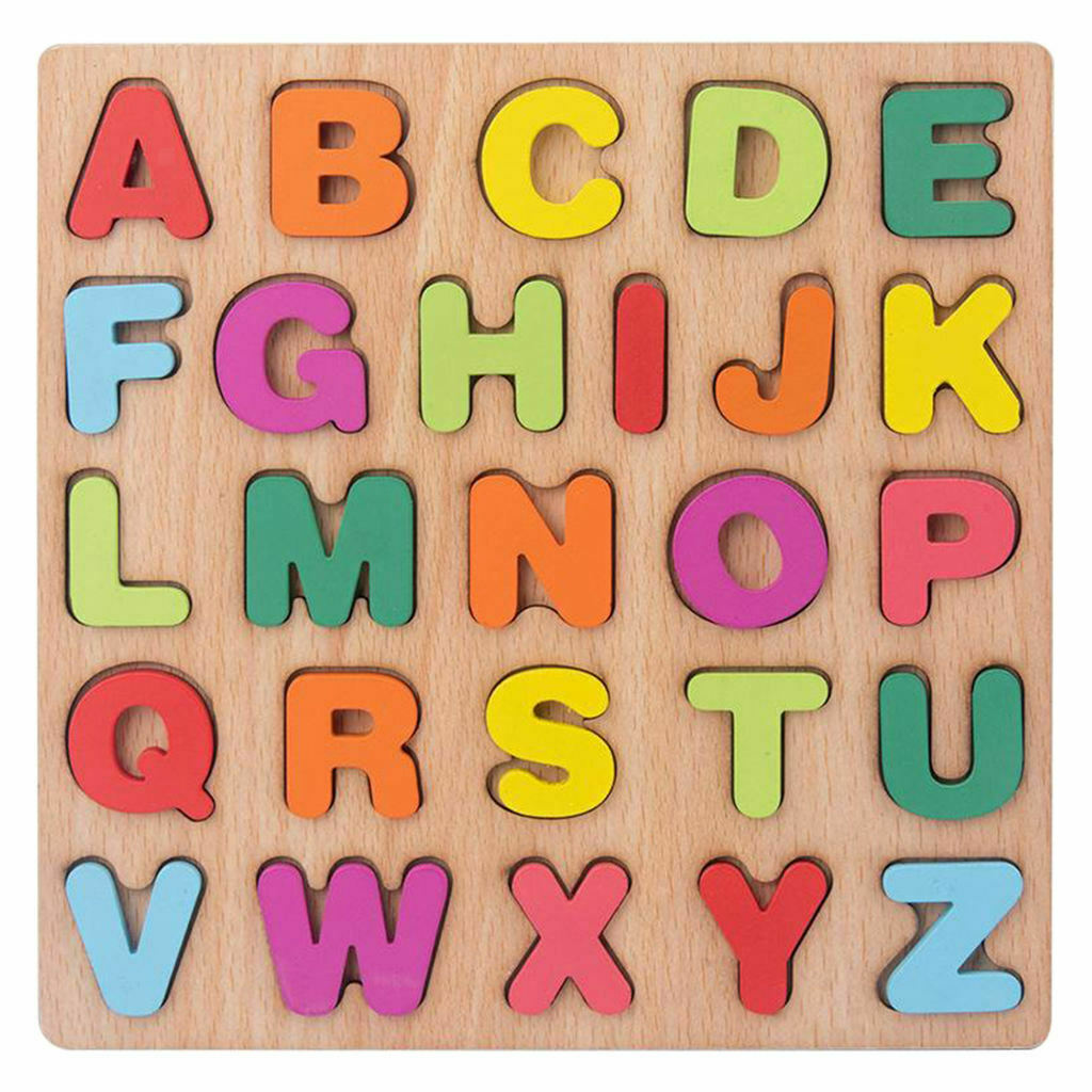 Colorful Wooden ABC Alphabet Letter Puzzle Board Motor Skill Party Toys