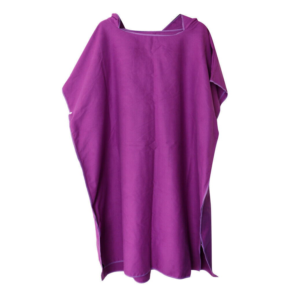 Surf Swim Beach Kayak Wetsuit Changing Towel Poncho Robe Towel & Hood Purple
