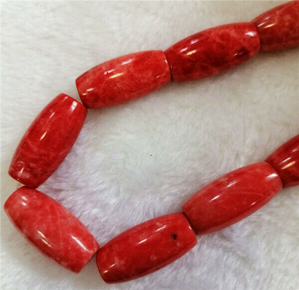 1 Strand 30x15mm Red Malay Jade Barrel Loose Beads DIY Jewelry 15.5inch HH747