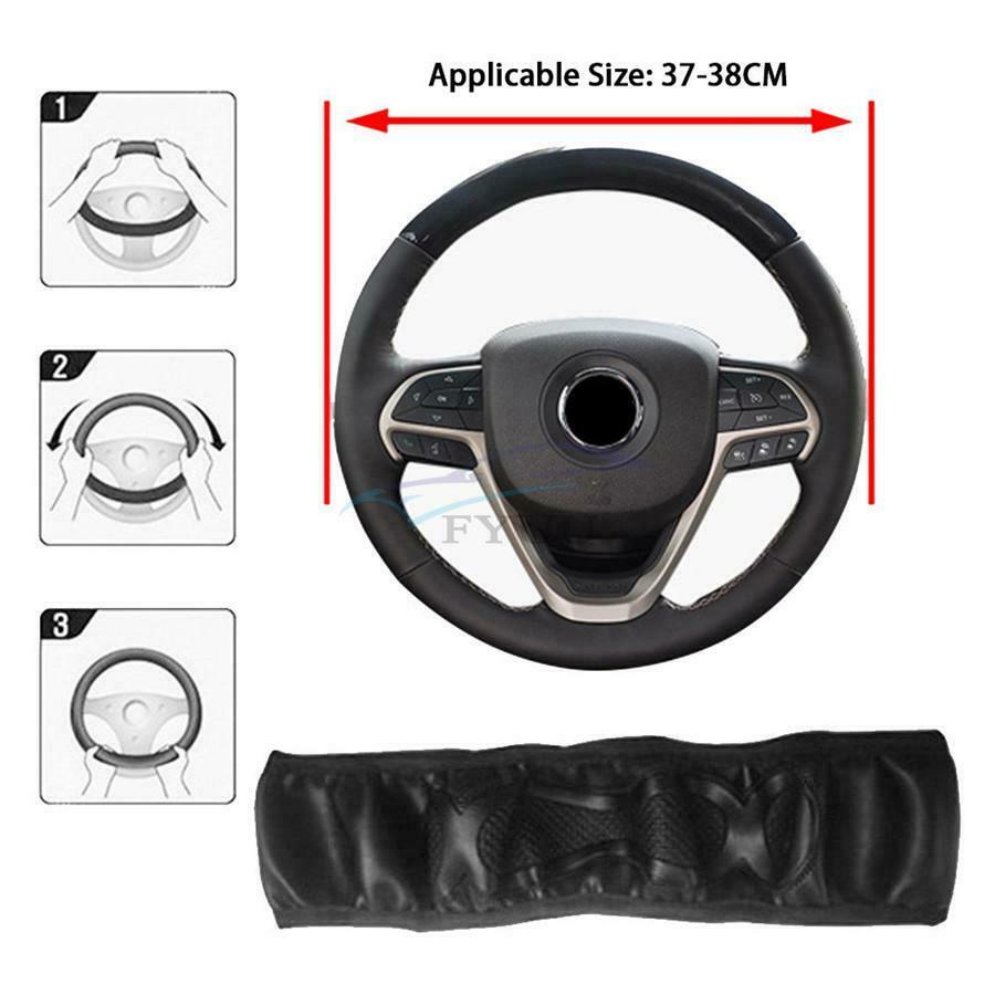 1PCS Black Leather Car Steering Wheel Cover Non-slip For 37-38CM Steering Wheel
