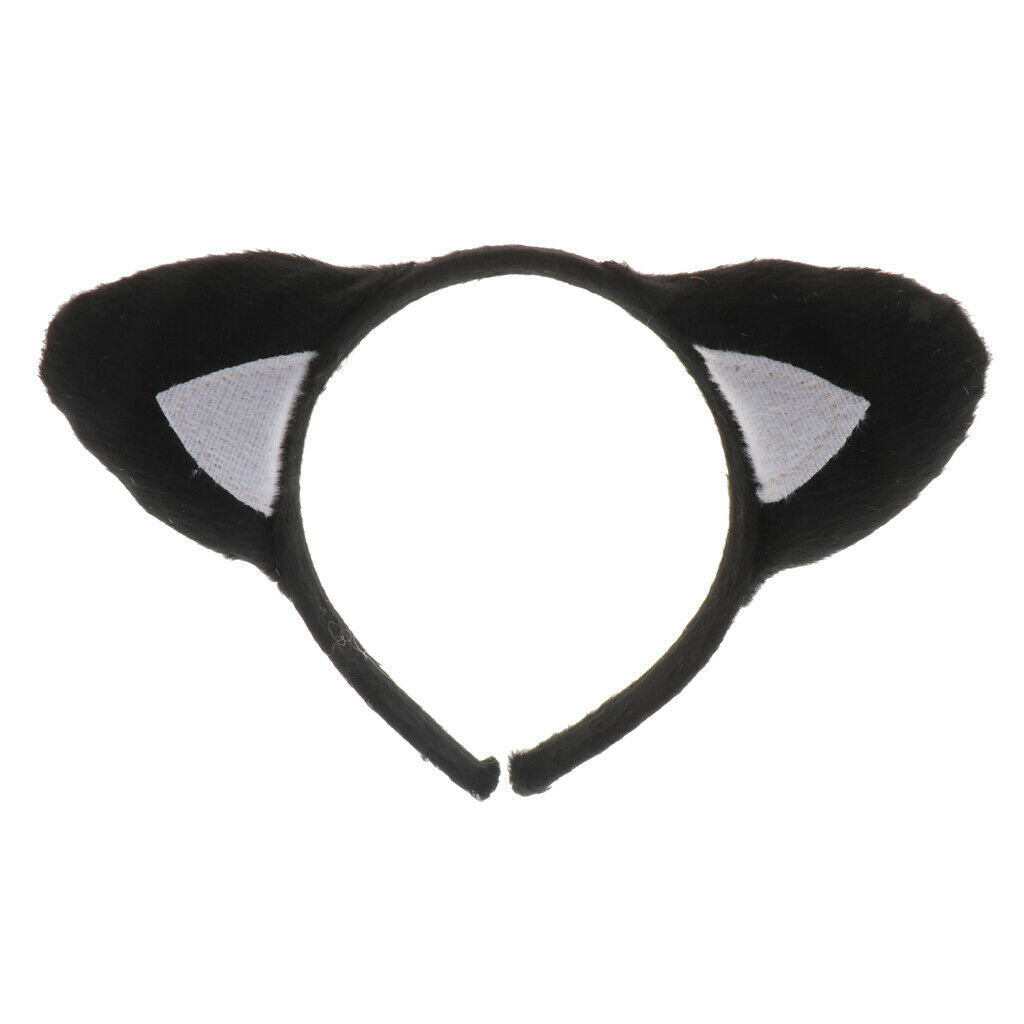 Fashion Kids Girl Costume Hairband Bowtie Tulle Skirt Paws Long Tail Set Black