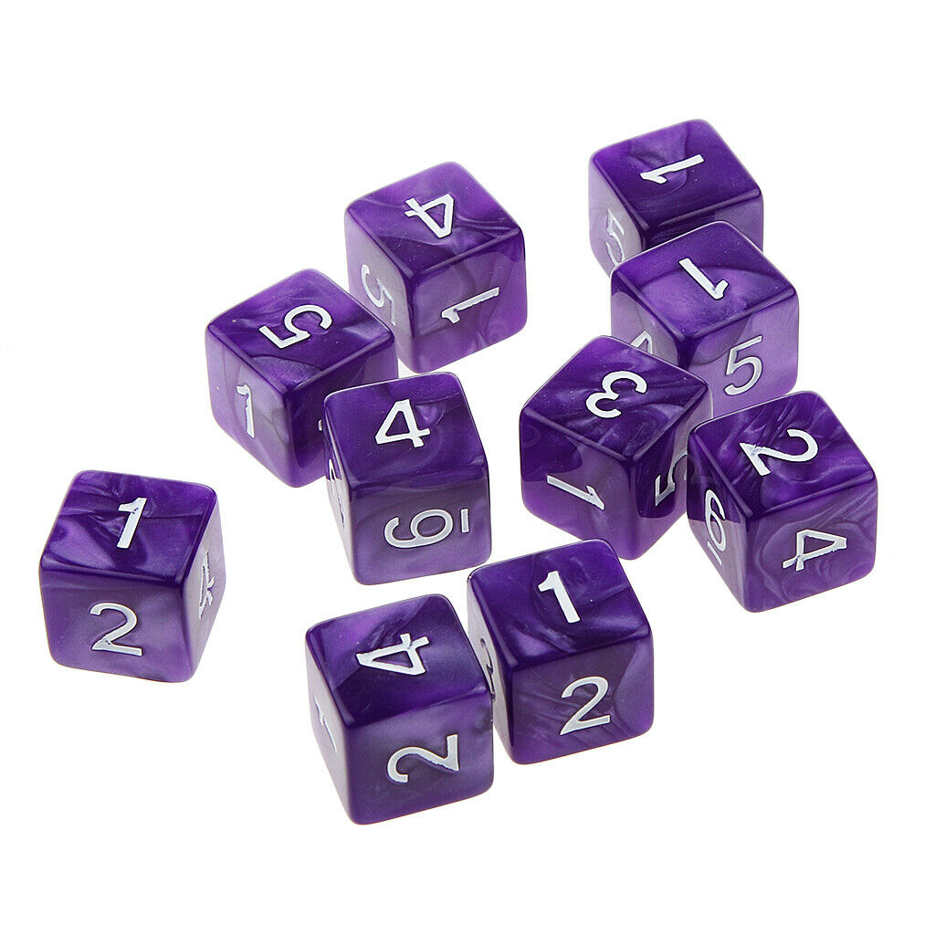 10pcs Six Sided Dice D6 Playing D&D Party Board Dices for Lovers purple