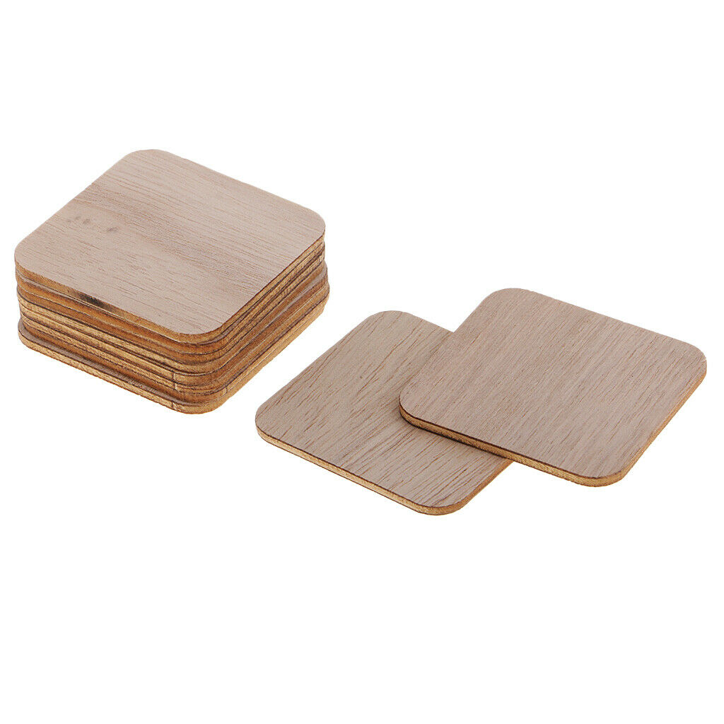 Natural Wood Square Sign Unfinished Wood Die-Cut Labels, 100
