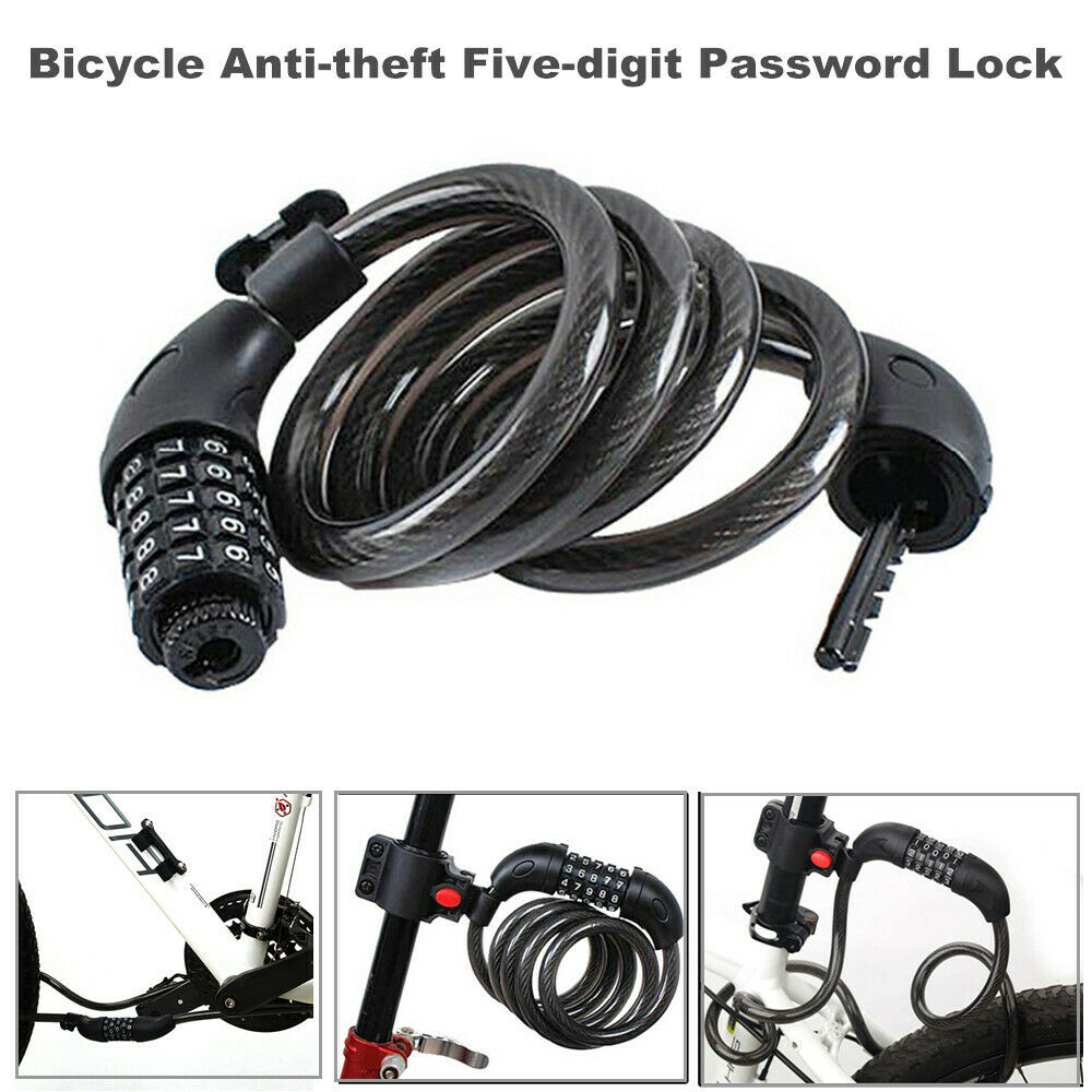 1x Bicycle Anti-theft Lock Five-digit Password Lock Wire Lock Anti-cut Soft Lock