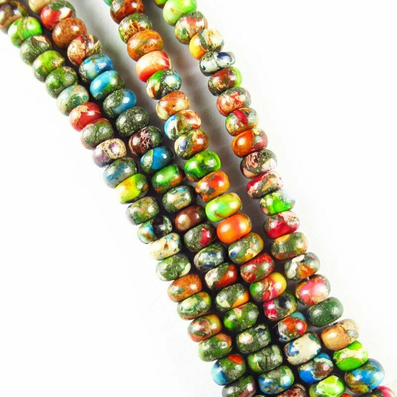 4x2mm Rainbow Man-made Sea Sediment Jasper Rondelle Loose Bead 15.5 " 626DHS