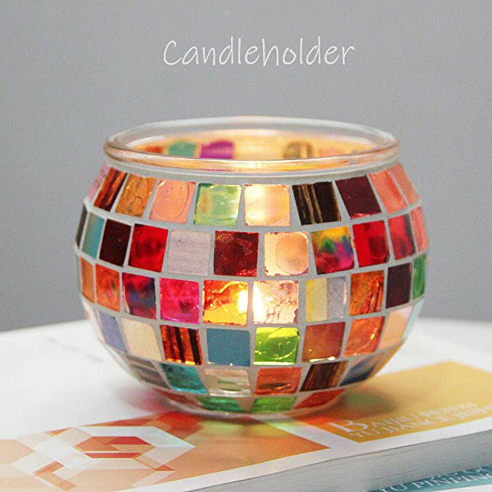 Modern Mosaic Glass Candle Holder Votive Candlestick Centerpiece Party Decor