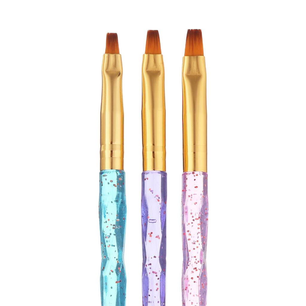 3Pcs/set UV Gel Nail Art Brushes Polish Painting Pens Kit for Salon Manicure &