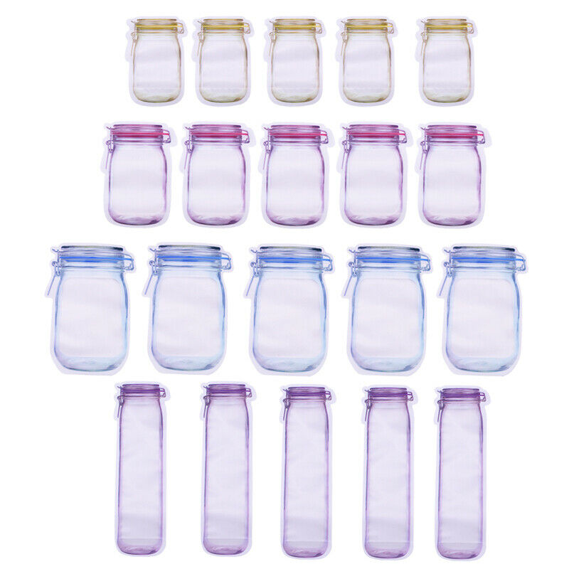 Mason Jar Design  Seal Zipper Bags Food Storage  20Pcs