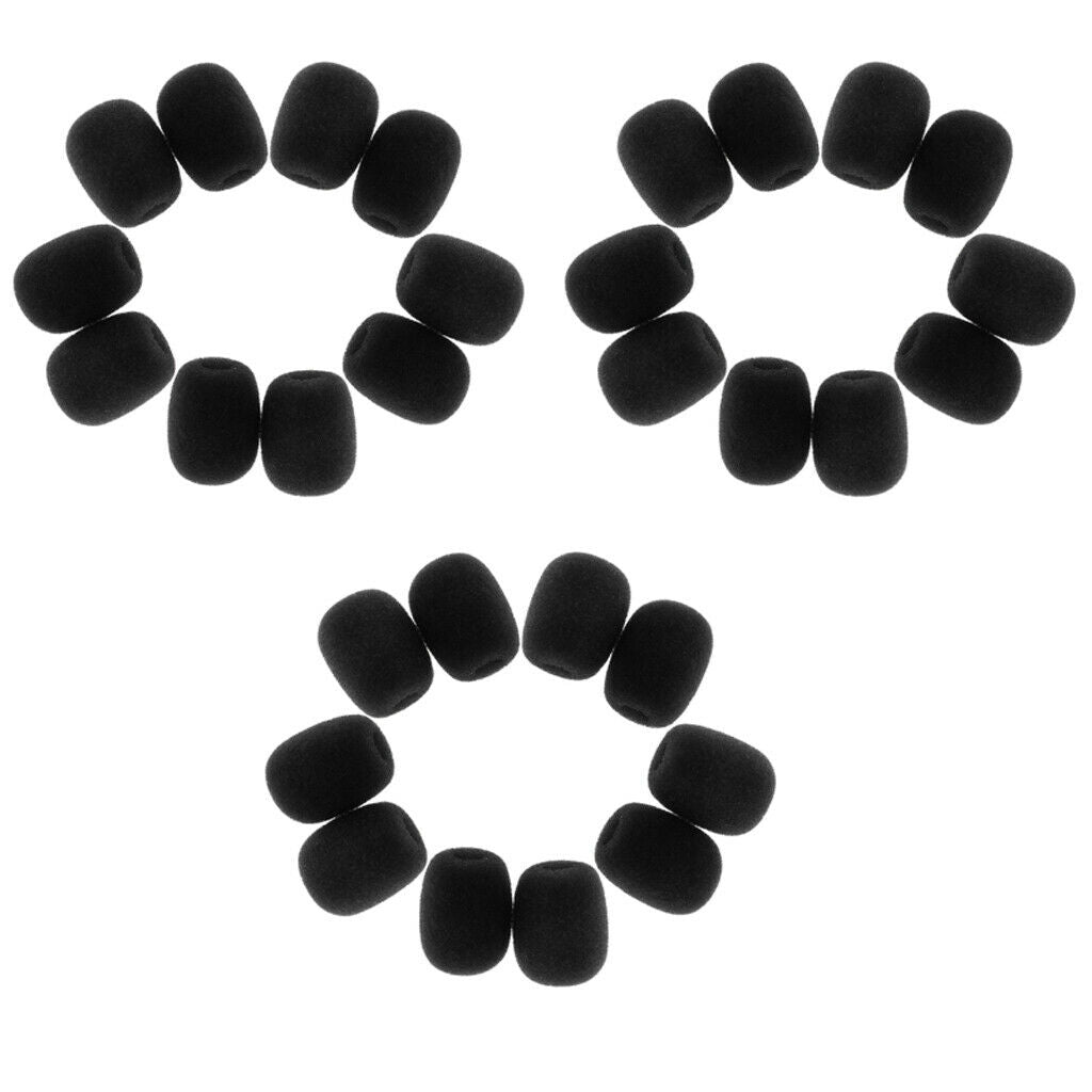 Mini Microphone Sponge Cover Windscreen Pack of 30 Pieces, Black