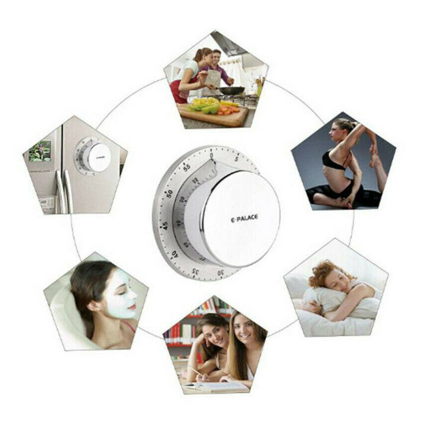 Long Ring Bell Alarm Loud 60-Minute Kitchen Cooking Wind Up Timer Mechanical