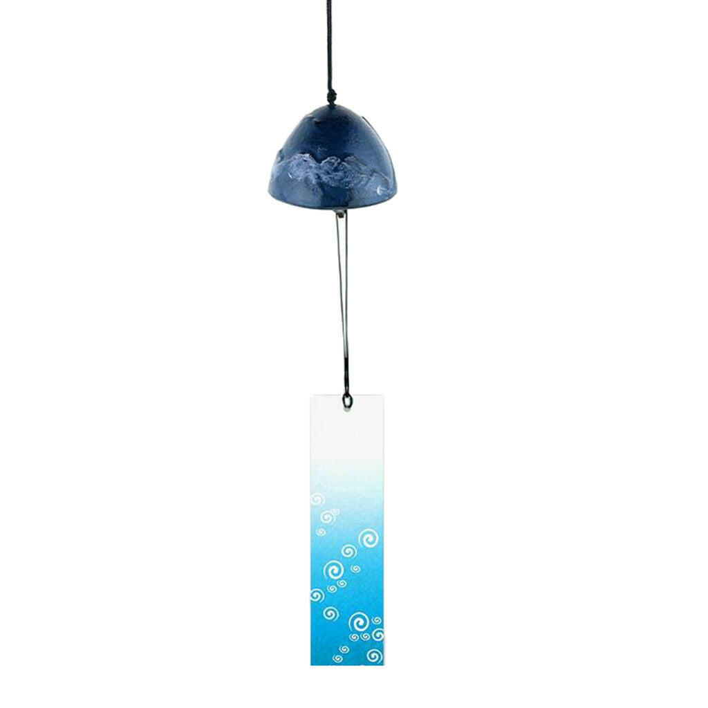 Temple Bell Japanese Wind Chime Round-Shaped Blue Home Garden Decor