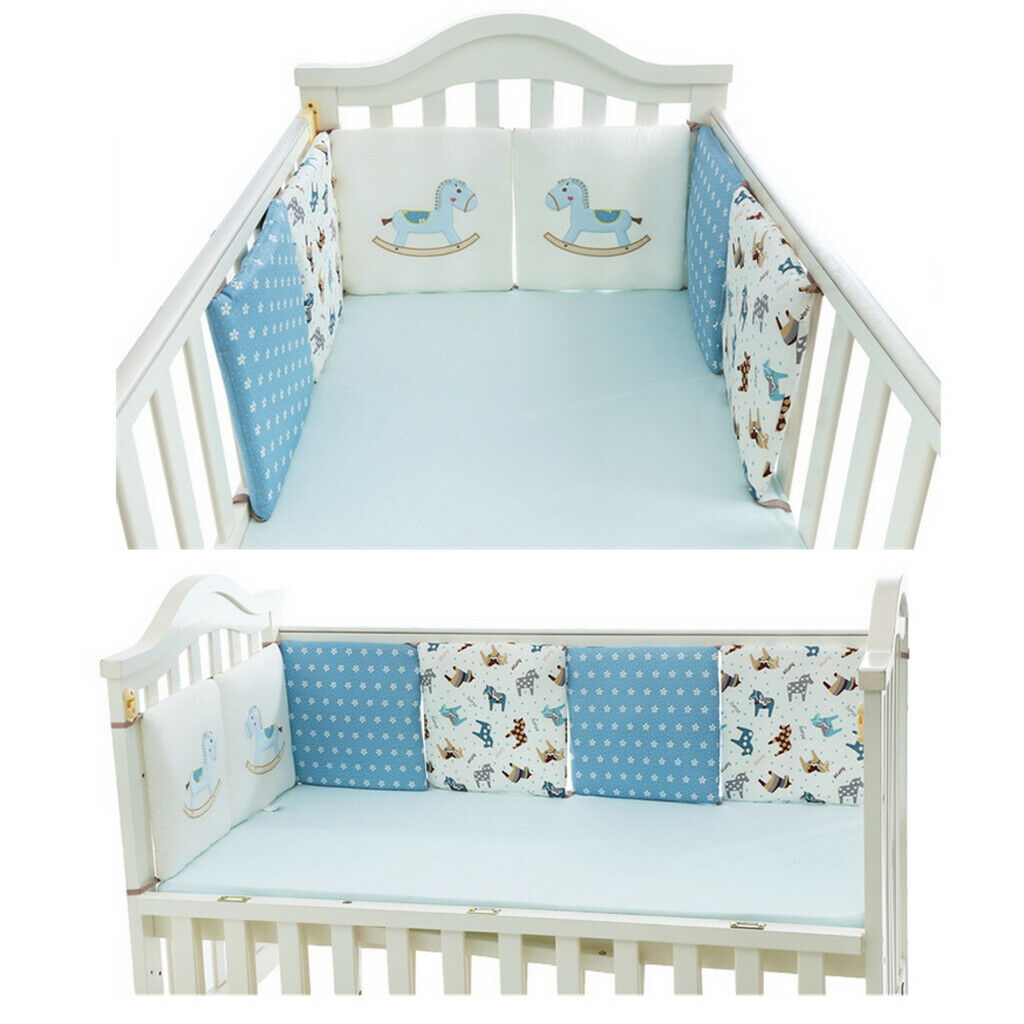 6 pieces baby cotton cot bed protection - horse