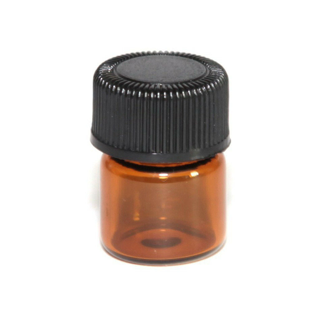 1ml Amber Glass Essential Oil Bottle, Orifice Reducer & cap 12pcs
