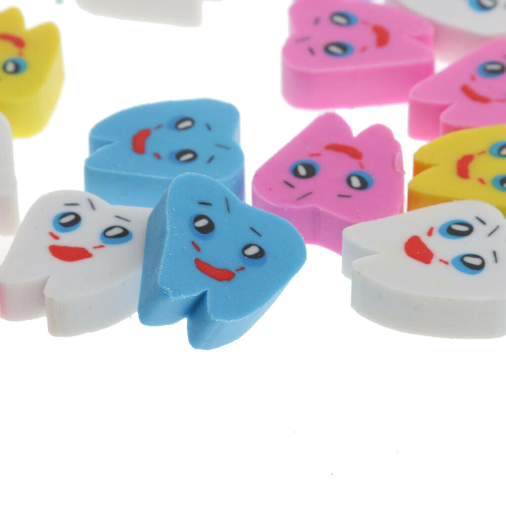 50pcs Novelty Tooth Design Erasers Cute Eraser School Supplies