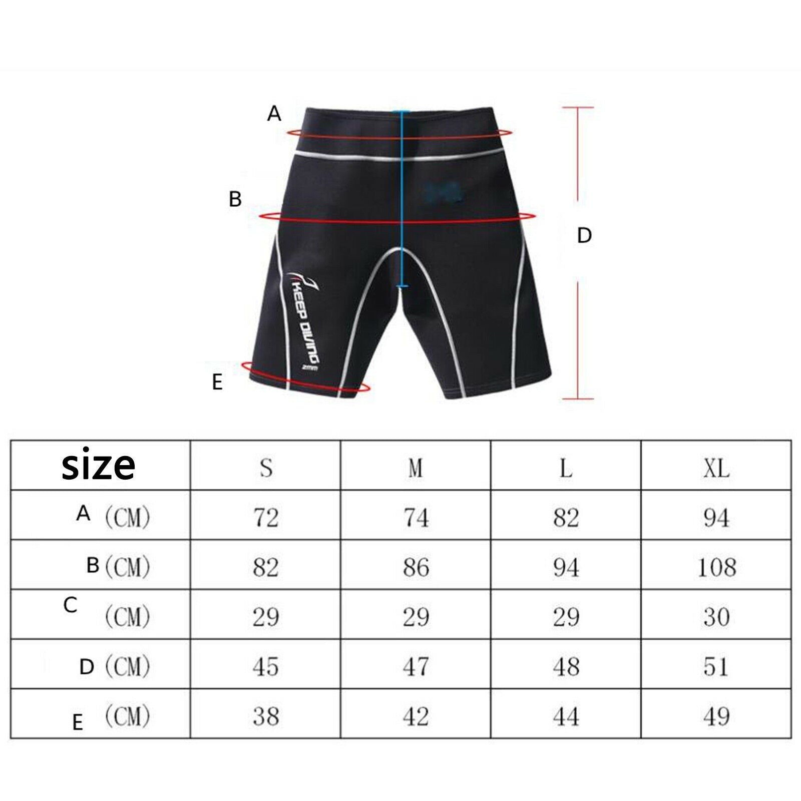 Neoprene Diving Shorts Swim Trunks Pants Wetsuits Scuba Swimsuit White XL