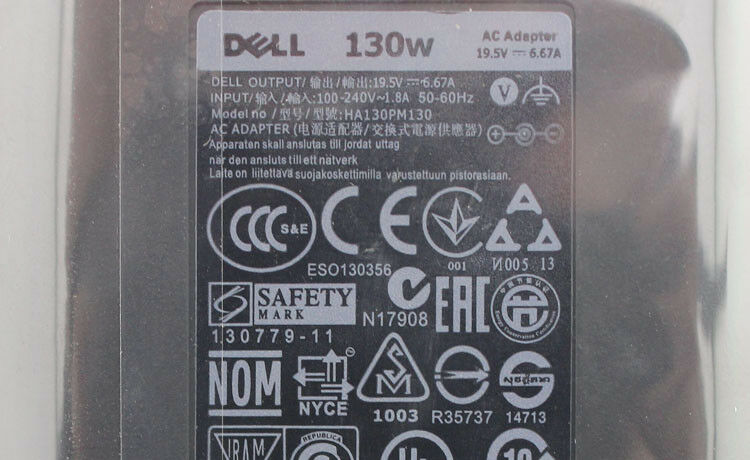 for XPS15 9560 9550 130W 19.5V6.67A Power Adapter Charger HA130PM130