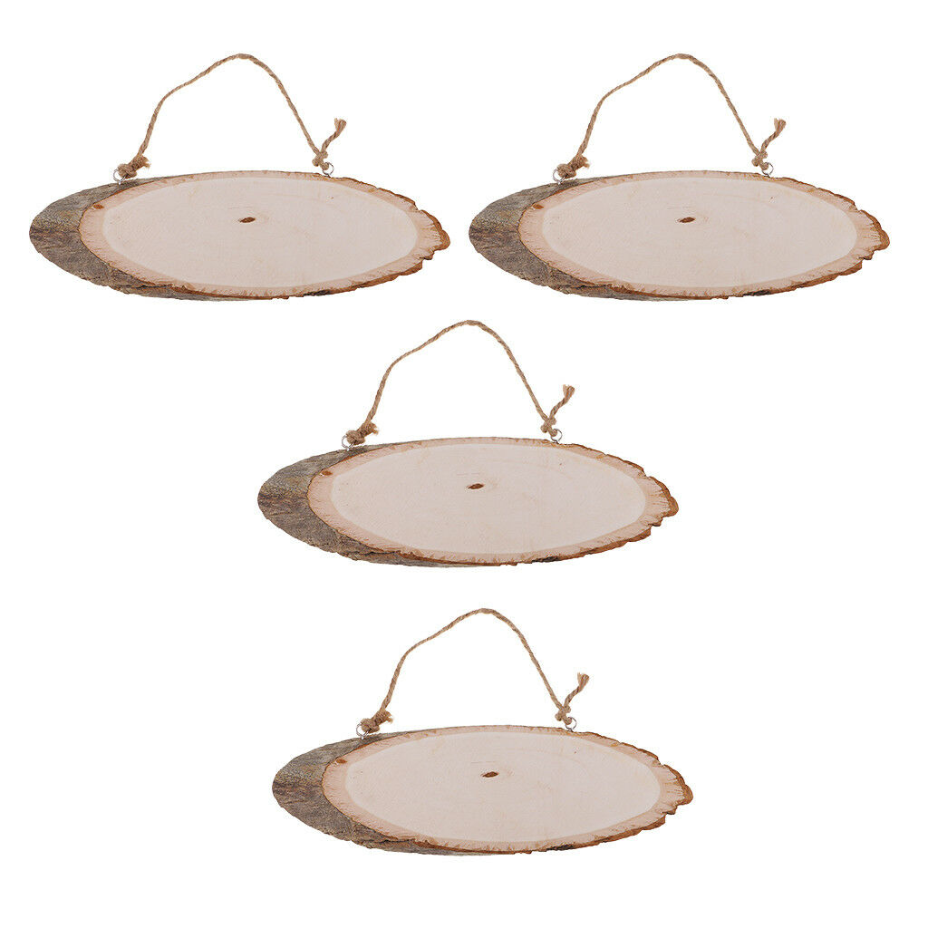 4x Oval Unfinished Wood Plaque Wooden Tree Slices Sign Craft DIY Pyrography