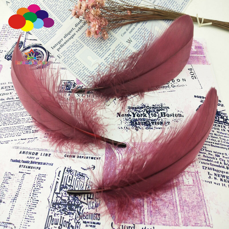 100 Pcs Goose feathers wine red 15-20 Cm/6-8 Inch Diy Stage Props Decor Headress